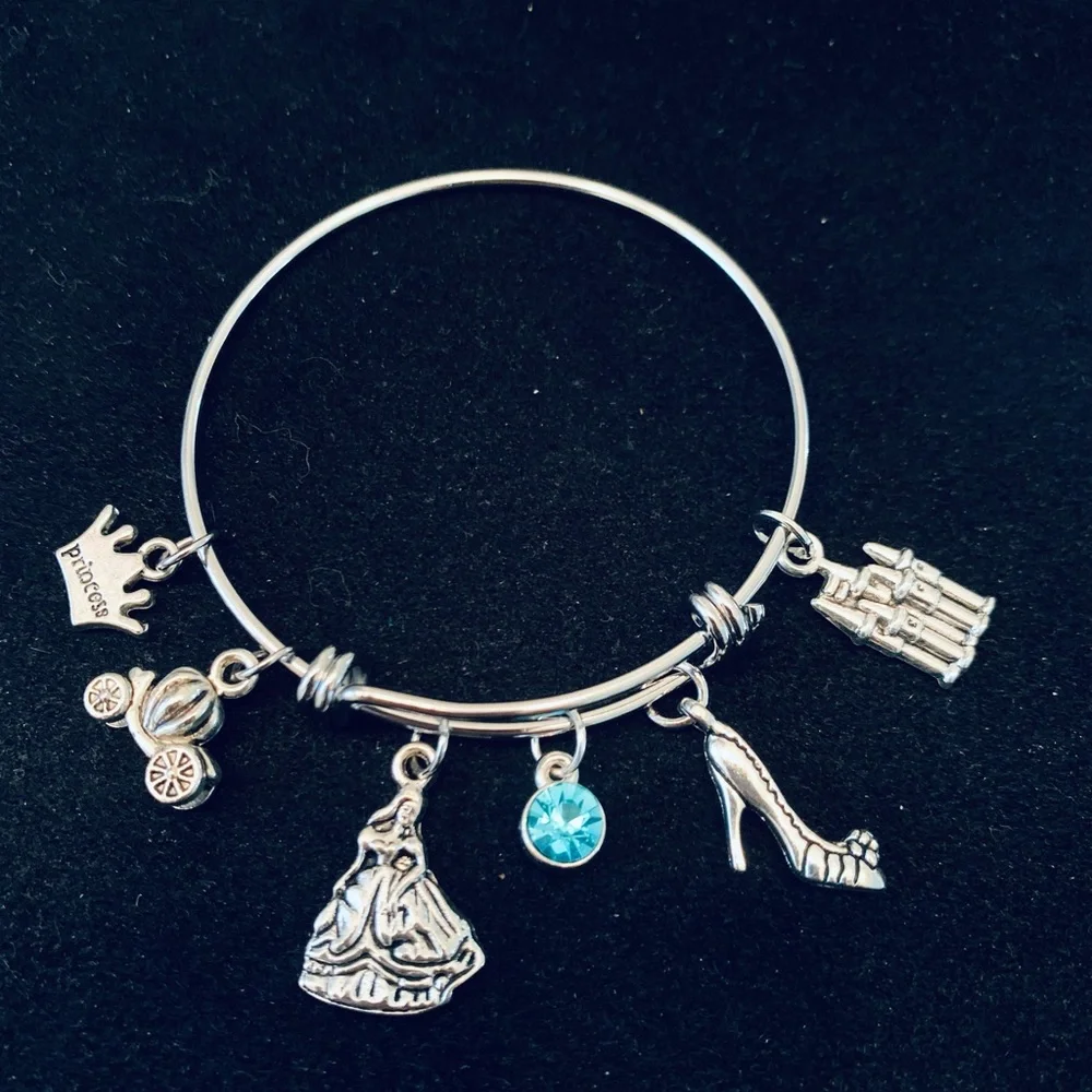 Girls Cinderella inspired bangle bracelet